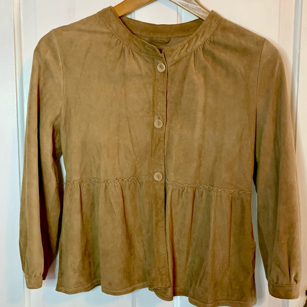 Cropped Camel Suede Jacket